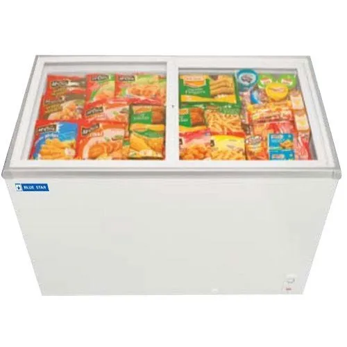 voltas 400 ltr deep freezer glass top